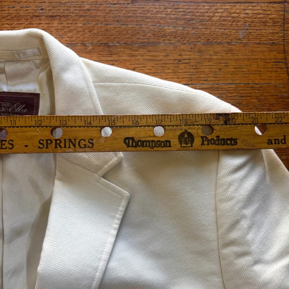 Tasso Elba Mens XL Cream Cotton Twill Two Button Blazer Jacket Off White
